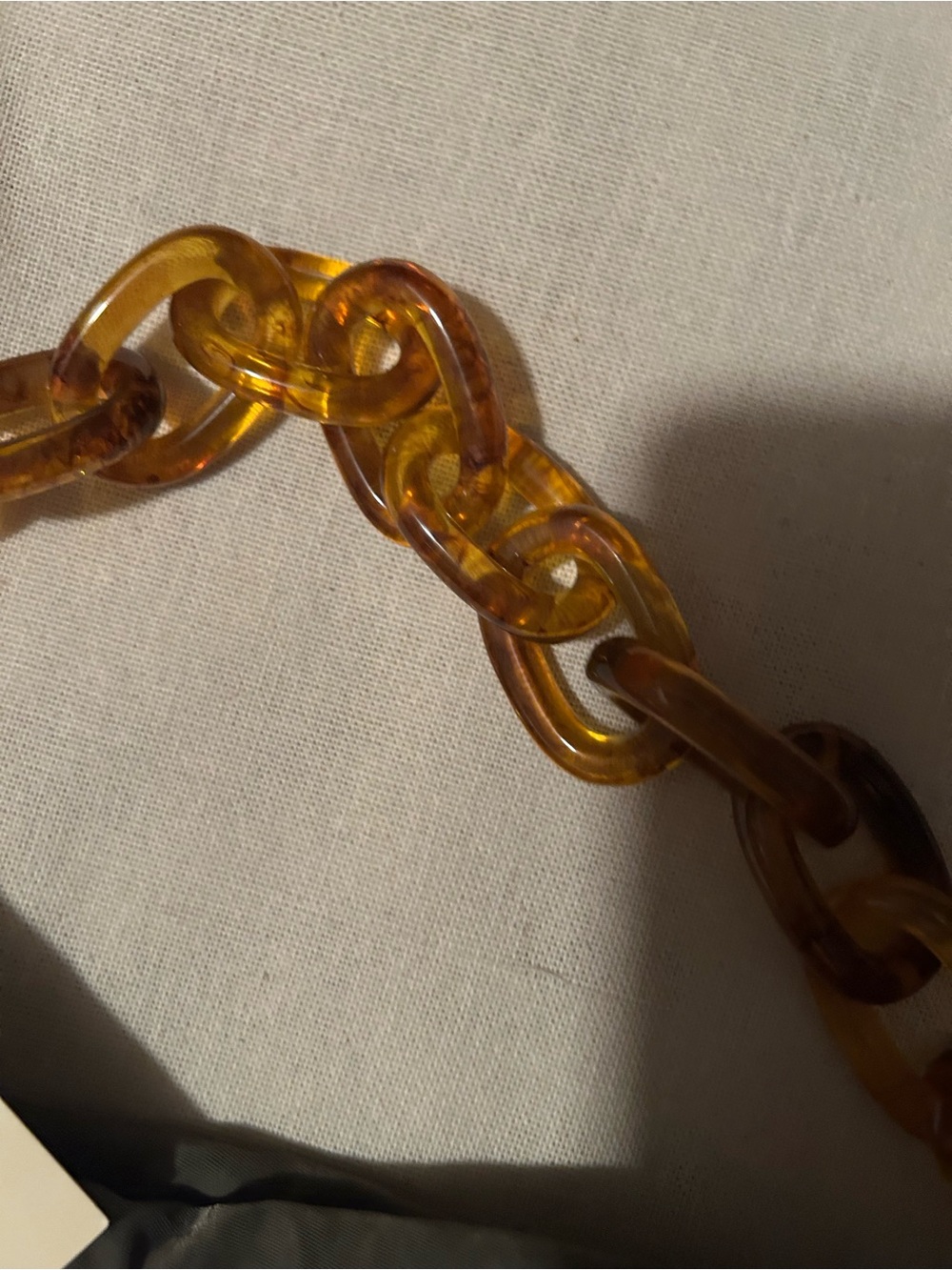 Olive Green  Shoulder Bag with Amber Chain Handle - Picture 3 of 8